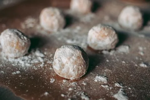 The baking process of baking pies and cookies in the kitchen Stock Photos