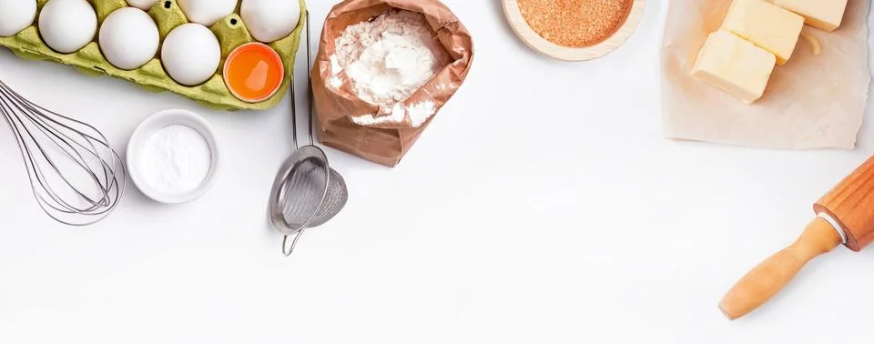 Baking process banner with place for text. Stock Photos