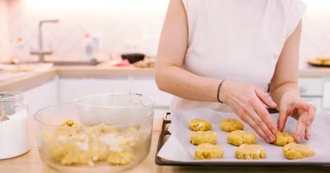 Baking process cookies preparation chef hand dough Stock Photos
