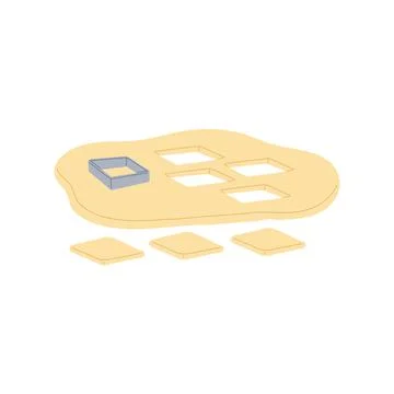 Baking process with dough and cookie cutters a vector illustration 스톡 일러스트