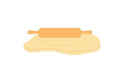 Baking process with dough with a wooden rolling pin a vector illustration 스톡 일러스트