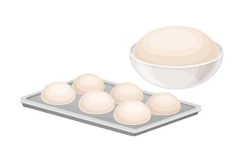 Baking Process with Kneading and Dough Molding Vector Illustration 스톡 일러스트