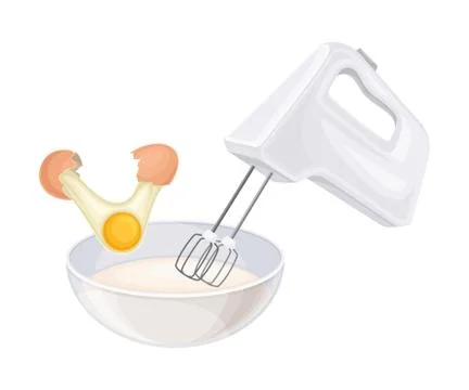 Baking Process with Mixing Ingredients with Mixer Vector Illustration 스톡 일러스트