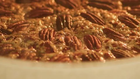 Baking process of pecan pie in home oven in kitchen Stock Photos