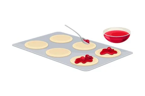 Baking Process with Putting Filling on Rolled Dough Vector Illustration Stockillustratie