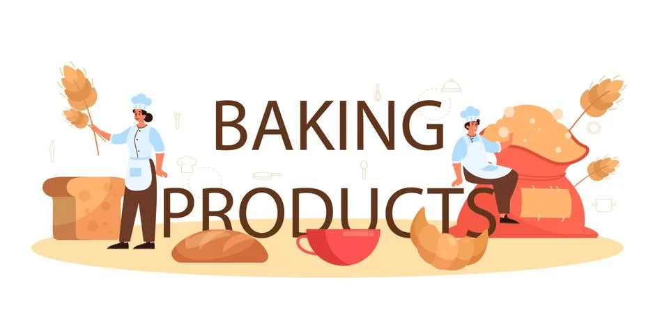 Baking product typographic header. Chef in the uniform baking Illustrazione stock