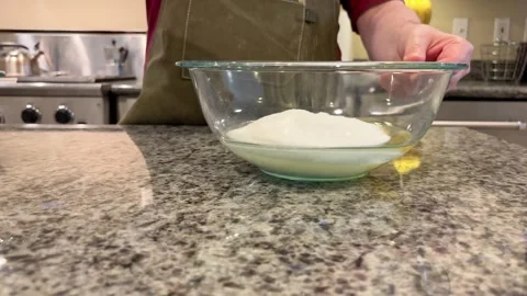 Baking Pumkin Bread Adding Sugar to Mix Slow Stock Footage 320086699