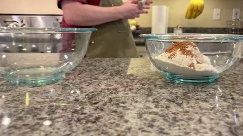 Baking Pumkin Bread Mixing Flour and Spices Stock Footage 320090582