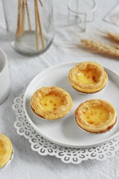 Baking Scene Egg Tart Making Dessert Advertisement Stock Photos