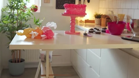 Baking Scene: Kitchen Table with Frosted Treats 스톡 동영상 339271000
