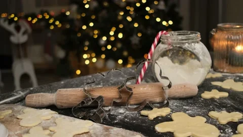 Baking set for making gingerbread figures Stock Footage 148115634