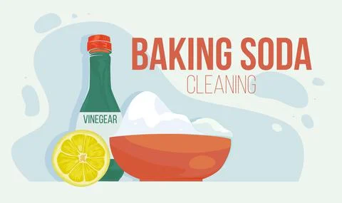 Baking soda illustration Flat style Natural cleaning Stock Illustration