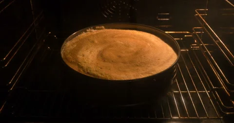 Baking sponge cake in the oven Stock Footage 128723705