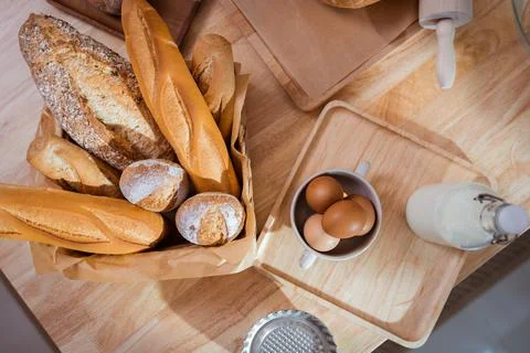 Baking Supplies and Tools on the Kitchen Table, Great for Cooking and Bakin.. Stock Photos
