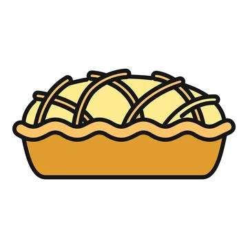Baking sweet fruit pie flat line icon Stock Illustration