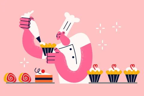 Baking sweets and cupcakes concept Stock Illustration