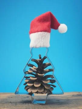 Baking tin with the hat of Santa Stock Photos