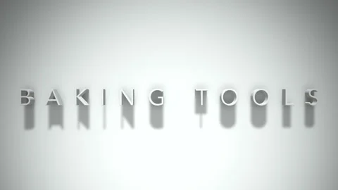 Baking tools 3D title animation white text on a white background Stock Footage 299428707
