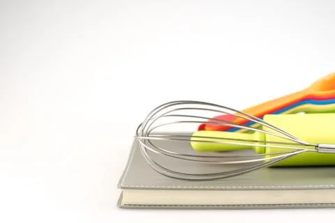 Baking tools and different shapes on white background Stock Photos