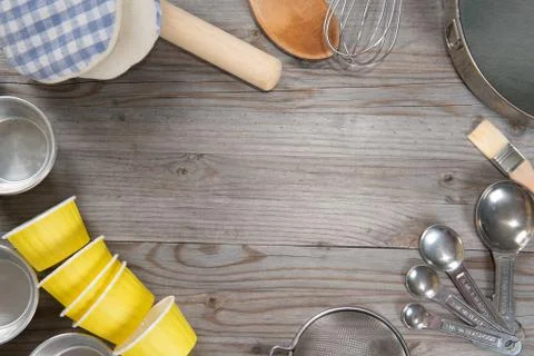 Baking tools from overhead view Stock Photos