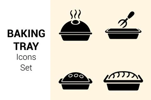 Baking Tray Icons Set. Stock Illustration