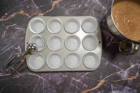 Baking tray for making muffins Stock Photos