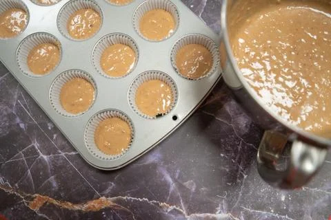 Baking tray for making muffins Stock Photos