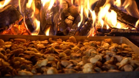 Baking Tray With Roasted Or Oven-Baked Food Stock Footage 121693773