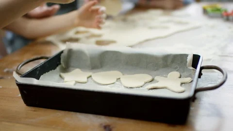 Baking tray with sheets of buiscuits Stock Footage 108177650