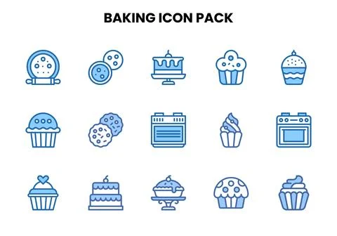 Baking Two Colour Bundle Icons Pack Stock Illustration