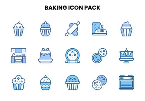 Baking Two Colour Bundle Icons Pack Stock Illustration