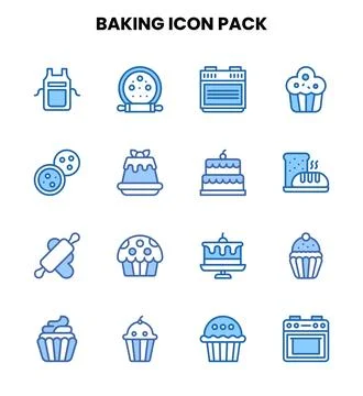 Baking Two Colour Bundle Icons Pack Stock Illustration