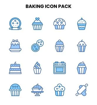 Baking Two Colour Design Icons Pack Stock Illustration