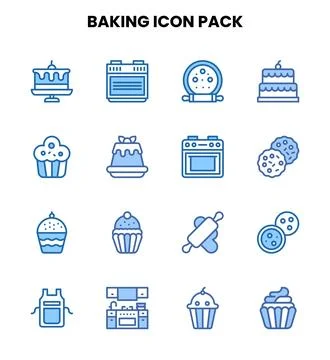 Baking Two Colour Graphics Icons Pack Stock Illustration