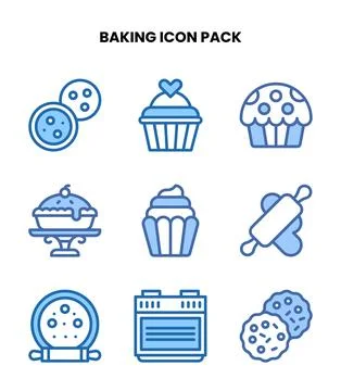 Baking Two Colour Icons Pack Stock Illustration