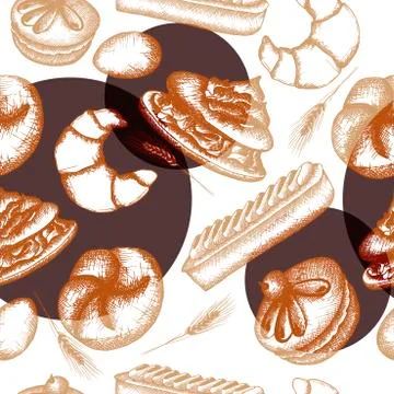 Baking vector hand drawn seamless pattern Stock Illustration