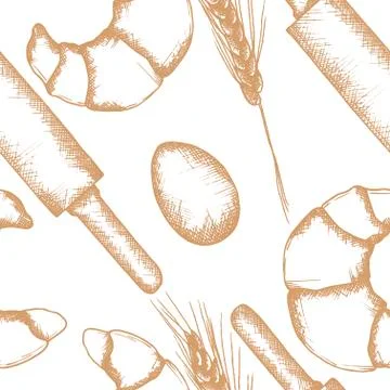 Baking vector hand drawn seamless pattern イラスト素材