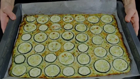 Baking Vegetable Gratin in Metal Pan at Cooking Location Video stock 341430307