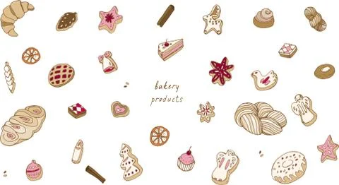 Baking on a white background vector illustration. Christmas cook Stock Illustration