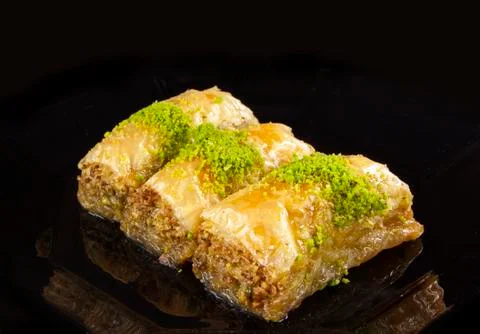 Baklava on black background Foto stock