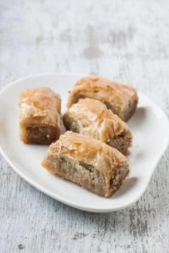 Baklava with walnut Stock Photos