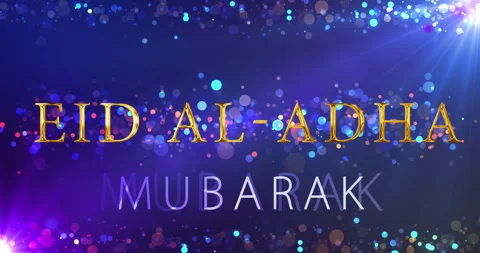 Bakra Eid, Eid al Adha golden shiny particle wishing greeting card bg 4K. Stock Footage 306302228