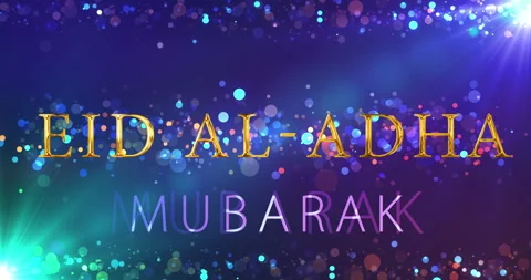 Bakra Eid, Eid al Adha golden shiny particle wishing greeting card bg 4K. Stock Footage 306302947