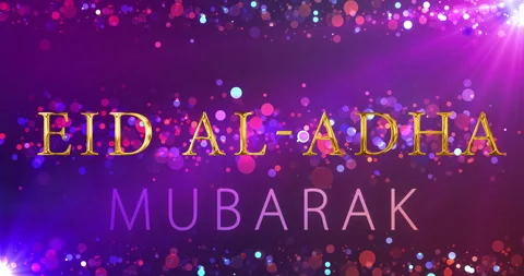 Bakra Eid, Eid al Adha golden shiny particle wishing greeting card bg 4K. Stock Footage 306303390