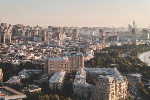 Baku, Azerbaijan - 18th September 2017: View of city in the morning. Stock Photos
