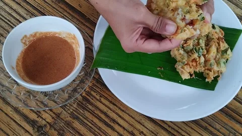 Bakwan with Peanut Sauce Dip Stock Footage 316774307