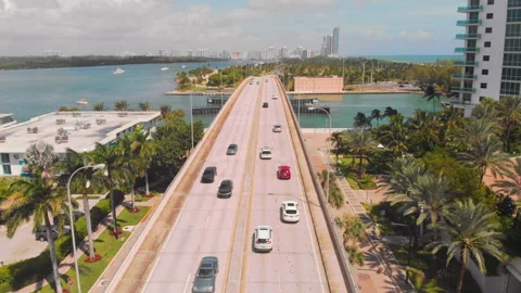 Bal Harbor Bridge and Halouver Park Miami Florida Stock Footage 147231787