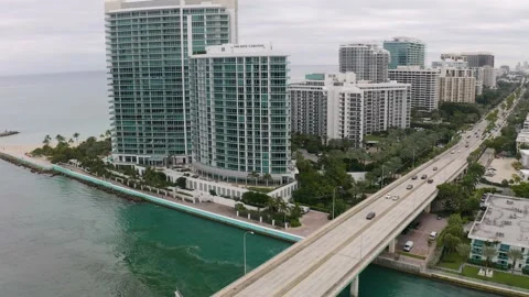 Bal Harbour Miami Beach Cloudy Day Aerial Cinematic Drone Stock Footage 149695510