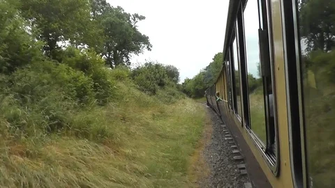 Bala Lake Railway - view from train along long curve Video stock 79915392