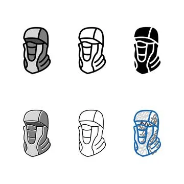 Balaclava hat cap color multistyle icon vector Stock Illustration